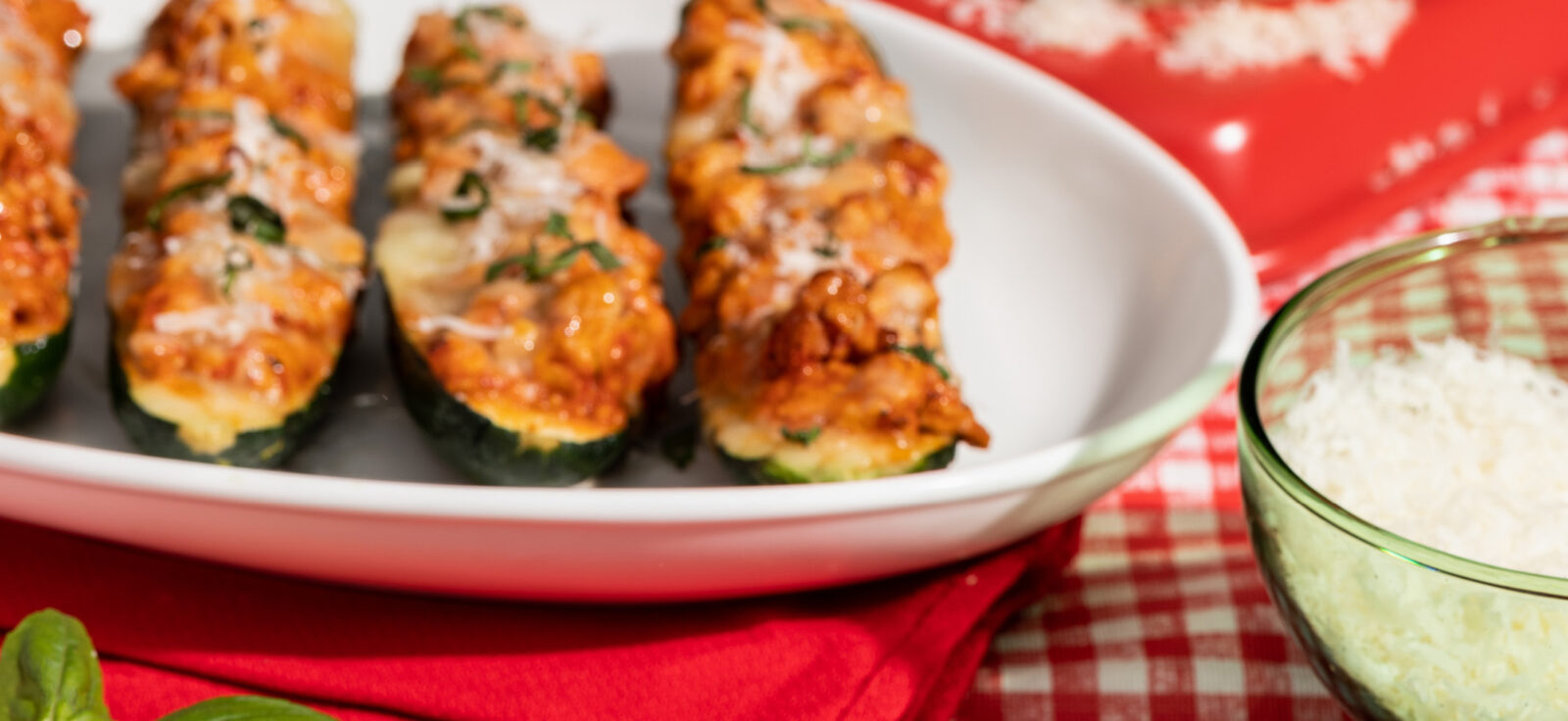 Chicken Parmesan Zucchini Boats